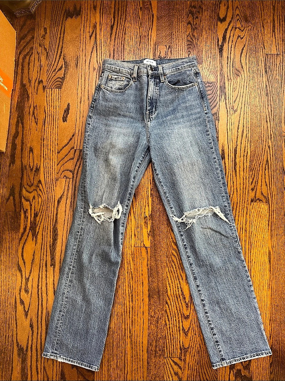 Pistola Distressed Straight Leg Jeans Blue Waist 26